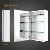 400x600mm LED Mirror Cabinet with White Aluminium Shaver Socket Demister 3-Color Chaing