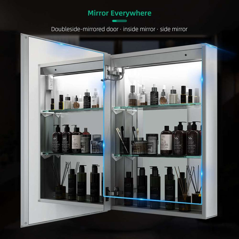 500x700mm LED Mirror Cabinet with Shaver Socket Touch-Switch Anti-fog