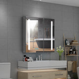 LED Bathroom Mirror Cabinet with Shaver Socket 2 Doors 630x650mm Straight Lights