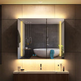 LED Black Mirror Cabinet with Ambient Lighting 2 Doors Adjustable Color 650x600mm