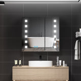 650x600mm LED Illuminated Mirror Cabinet with Shaver Socket Demister 2 Doors