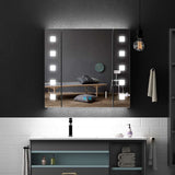 650x600mm LED Mirror Cabinet with Shaver Socket Dimmer Switch Square Lights