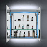 630x650mm LED Mirror Cabinet with Shaver Socket USB Port IR Switch 2 Doors