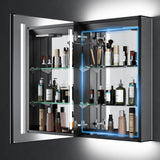 500x700mm LED Illuminated Matte Black Mirror Cabinet with Shaver Socket Adjustable Color