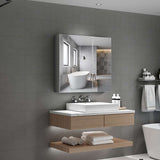 650x600mm Aluminum Bathroom Mirror Cabinet with Soft Close Hinges 2 Doors