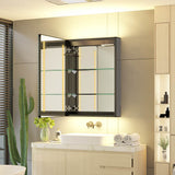 500x700mm LED Illuminated Matte Black Mirror Cabinet with Shaver Socket Adjustable Color