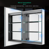 500x700mm LED Mirror Cabinet with Shaver Socket Touch-Switch Anti-fog 3-color temperatures