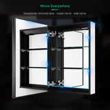 500x700mm LED Mirror Cabinet with Matt-Black Aluminum Shaver Socket Touch-Switch Anti-fog