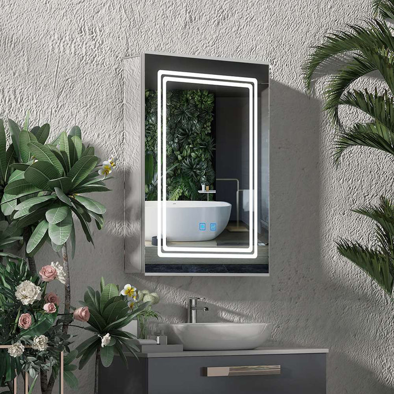 500x700mm LED Mirror Cabinet with Shaver Socket Touch-Switch Anti-fog