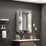 500x700mm LED Mirror Cabinet with Silver Aluminum Touch-Switch Anti-fog Shaver Socket