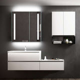 630x650mm LED Bathroom Mirror Cabinet with Shaver Socket 2 Doors IR Switch