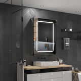 500x700mm LED Black Aluminum Mirror Cabinet with Shaver Socket Adjustable Color Demister