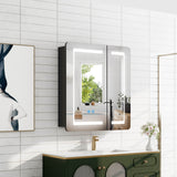 600x700mm LED Mirror Cabinet with Aluminum Shaver Socket Touch-Switch Anti-fog 2 Doors, Black