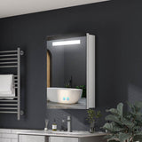 400x600mm LED Mirror Cabinet with White Aluminium Shaver Socket Demister 3-Color Chaing