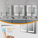 630x650mm LED Illuminated Mirror Cabinet with Adjustable Color Shaver Socket 2 Doors