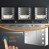 650x600mm LED Mirror Cabinet with White Aluminium Demister Shaver Socket 3-Color Chaing 2-Doors