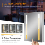 LED Illuminated Mirror Cabinet with Shaver Socket Demister Adjustable Color Straight 500x700mm