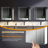 630x650mm LED Mirror Cabinet with White Aluminium Shaver Socket Demister 3-Color Chaing 2-Doors