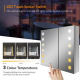 650x600mm LED Illuminated Mirror Cabinet with Shaver Socket Demister 2 Doors