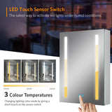 500x700mm Mirror Cabinet with LED Illuminated Shaver Socket Demister Adjustable Color Straight