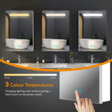 400x600mm LED Mirror Cabinet with White Aluminium Shaver Socket Demister 3-Color Chaing
