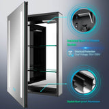 LED Illuminated Matte Black Mirror Cabinet with Shaver Socket Adjustable Color 500x700mm