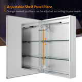 LED Illuminated Mirror Cabinet with Shaver Socket Demister Adjustable Color Straight 500x700mm