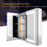 630x650mm LED Illuminated Mirror Cabinet with Adjustable Color Shaver Socket 2 Doors