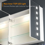 650x600mm LED Mirror Cabinet with White Aluminium Demister Shaver Socket 3-Color Chaing 2-Doors