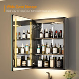 LED Illuminated Matte Black Mirror Cabinet with Shaver Socket Adjustable Color 500x700mm