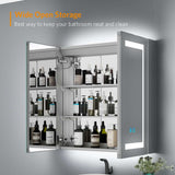 LED Bathroom Mirror Cabinet with Ambient Lighting Shaver Socket 2 Doors 630x650mm