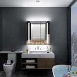 630x650mm LED Bathroom Mirror Cabinet with Shaver Socket 2 Doors IR Switch