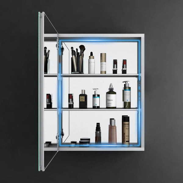 500x650mm Aluminum Bathroom Mirror Cabinet with Soft Close Hinges