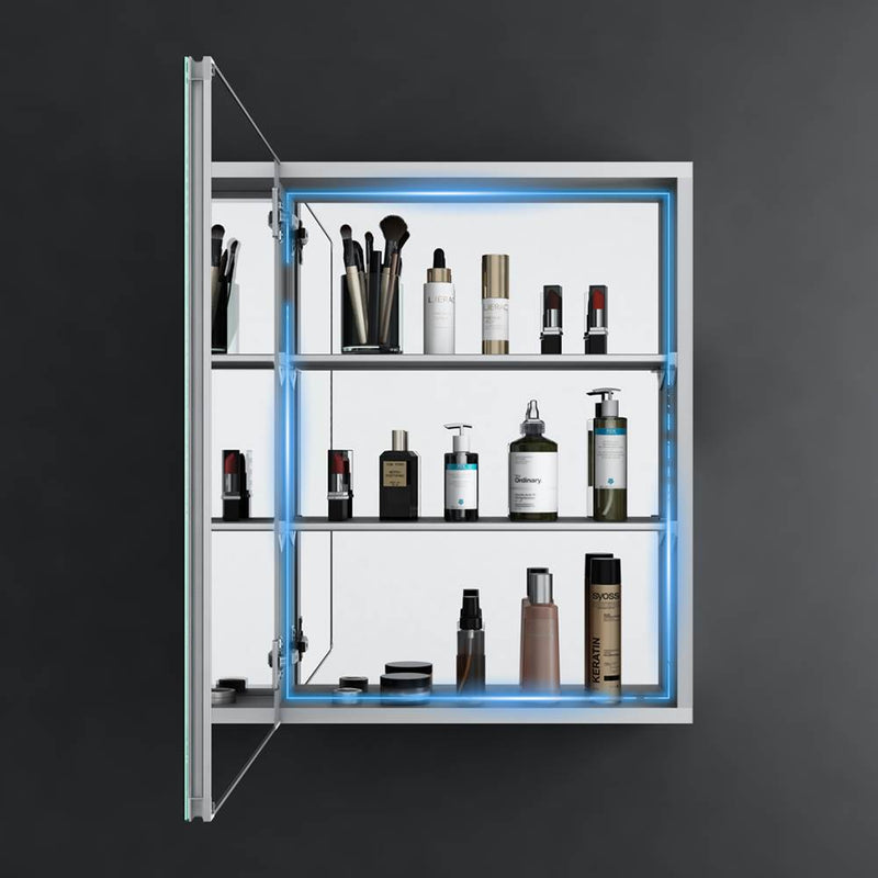 Aluminum Bathroom Mirror Cabinet with Soft Close Hinges 500x650mm