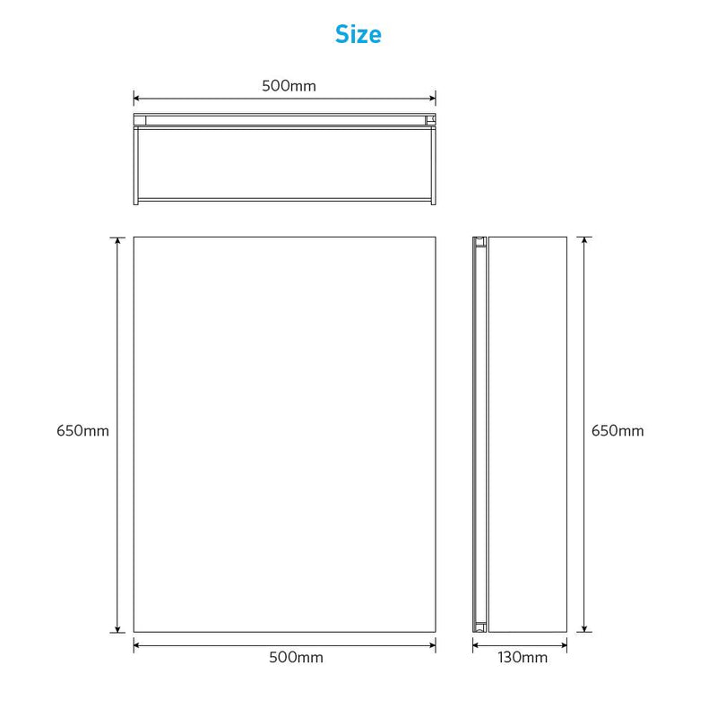 Aluminum Bathroom Mirror Cabinet with Soft Close Hinges 500x650mm