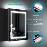 500x700mm LED Bathroom Mirror Cabinet with Ambient Lighting Shaver Socket Demister