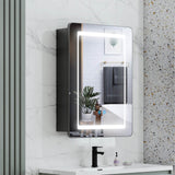 500x700mm LED Mirror Cabinet with Matt-Black Aluminum Shaver Socket Touch-Switch Anti-fog