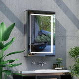 500x700mm LED Mirror Cabinet with Matt-Black Aluminum Shaver Socket Touch-Switch Anti-fog