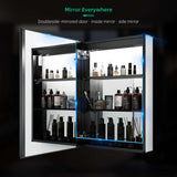 500x700mm LED Mirror Cabinet with Matt-Black Aluminum Shaver Socket Touch-Switch Anti-fog