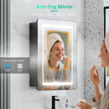 500x700mm LED Mirror Cabinet with Matt-Black Aluminum Shaver Socket Touch-Switch Anti-fog