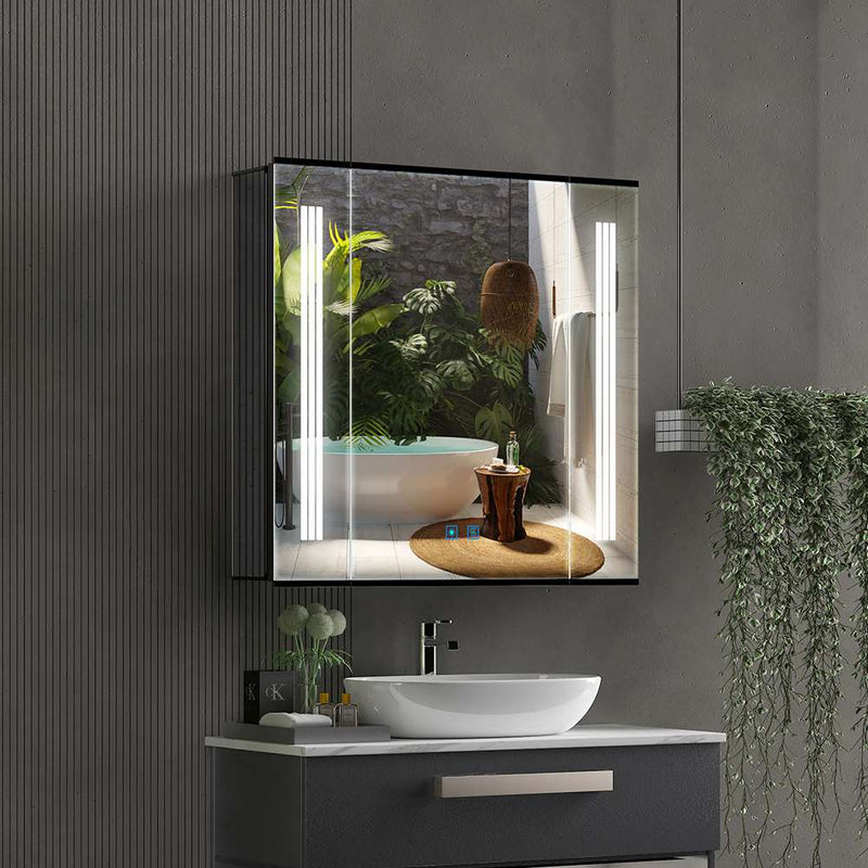 650x600mm LED Mirror Cabinet with Touch-Switch Anti-fog Shaver Socket