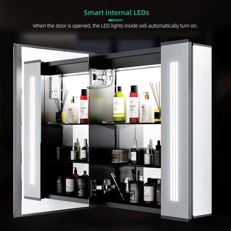 650x600mm LED Mirror Cabinet with Touch-Switch Anti-fog Shaver Socket