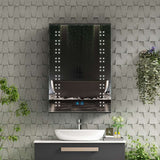 500x700mm LED Mirror Cabinet with Matt-Black Aluminum Touch-Switch Anti-fog Shaver Socket