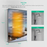 500x700mm LED Mirror Cabinet with Matt-Black Aluminum Touch-Switch Anti-fog Shaver Socket