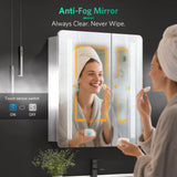 600x700mm LED Mirror Cabinet with Shaver Socket Touch-Switch Anti-fog 2 Doors, Silver