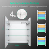 600x700mm LED Mirror Cabinet with Shaver Socket Touch-Switch Anti-fog 2 Doors, Silver