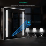 600x700mm LED Mirror Cabinet with Shaver Socket Touch-Switch Anti-fog 2 Doors