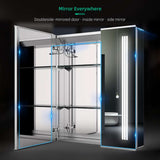 600x700mm LED Mirror Cabinet with Shaver Socket Touch-Switch Anti-fog 2 Doors