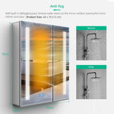 600x700mm LED Mirror Cabinet with Shaver Socket Touch-Switch Anti-fog 2 Doors