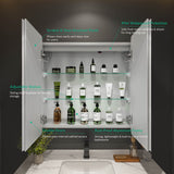 630x650mm LED Mirror Cabinet with Shaver Socket Touch-Switch Anti-fog 2 Doors, Silver